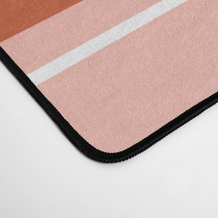 Geometric Lines in Terracotta Rose Gold 19 (Rainbow and Lines Abstraction) Desk Mat Gallery Image 4