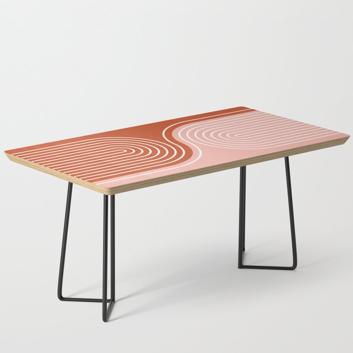 Geometric Lines in Terracotta Rose Gold 19 (Rainbow and Lines Abstraction) Coffee Table Gallery Image 1