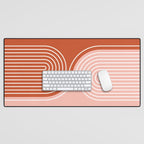 Geometric Lines in Terracotta Rose Gold 19 (Rainbow and Lines Abstraction) Desk Mat Gallery Image 1
