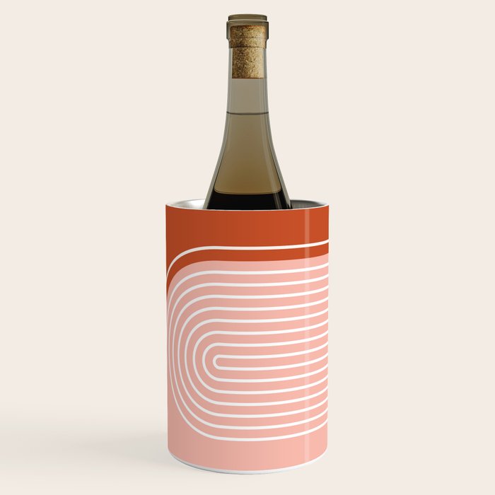 Geometric Lines in Terracotta Rose Gold 19 (Rainbow and Lines Abstraction) Wine Chiller Gallery Image 3