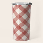 Hand Painted Red Festive Gingham Theme Travel Mug Gallery Image 2