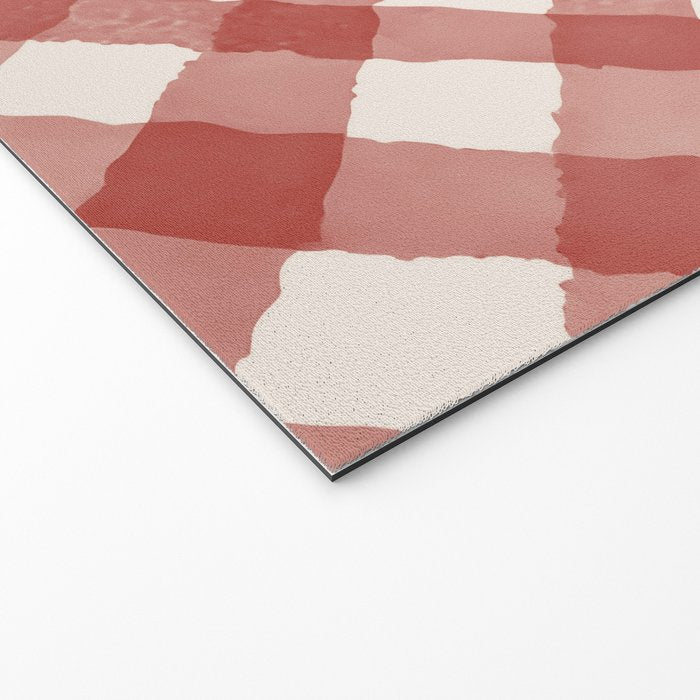Hand Painted Red Festive Gingham Theme Welcome Mat Gallery Image 2