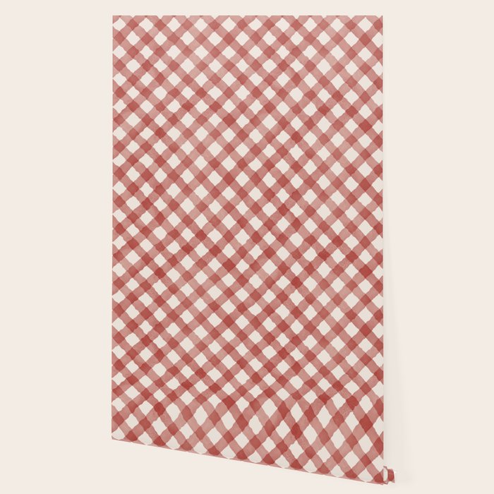 Hand Painted Red Festive Gingham Theme Wallpaper Gallery Image 2