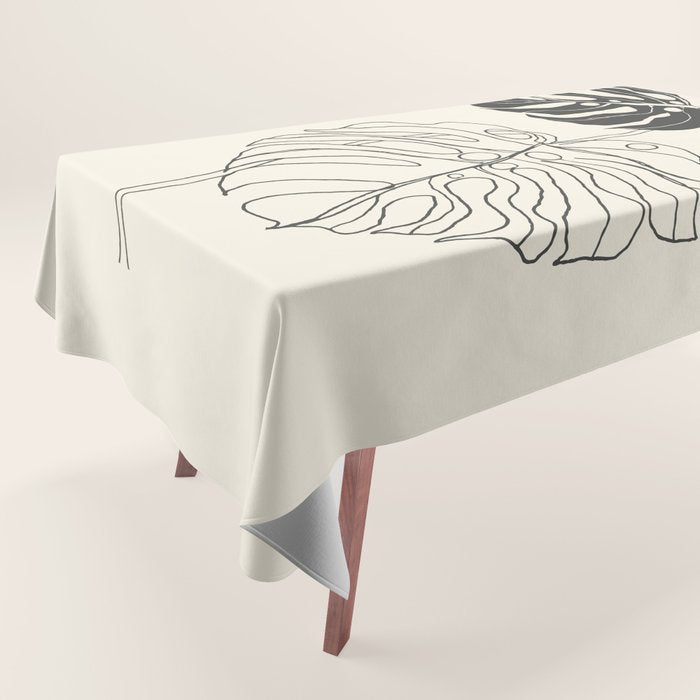 Monstera Leaf Drawing Tablecloth Gallery Image 1