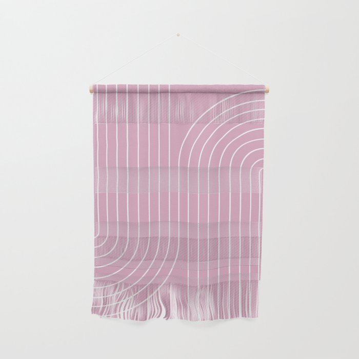 Minimal Line Curvature LXXVI Blush Pink Mid Century Modern Arch Abstract Wall Hanging Gallery Image 1