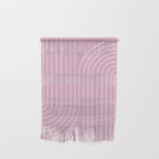 Minimal Line Curvature LXXVI Blush Pink Mid Century Modern Arch Abstract Wall Hanging Gallery Image 1