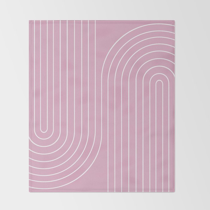 Minimal Line Curvature LXXVI Blush Pink Mid Century Modern Arch Abstract Throw Blanket Gallery Image 2