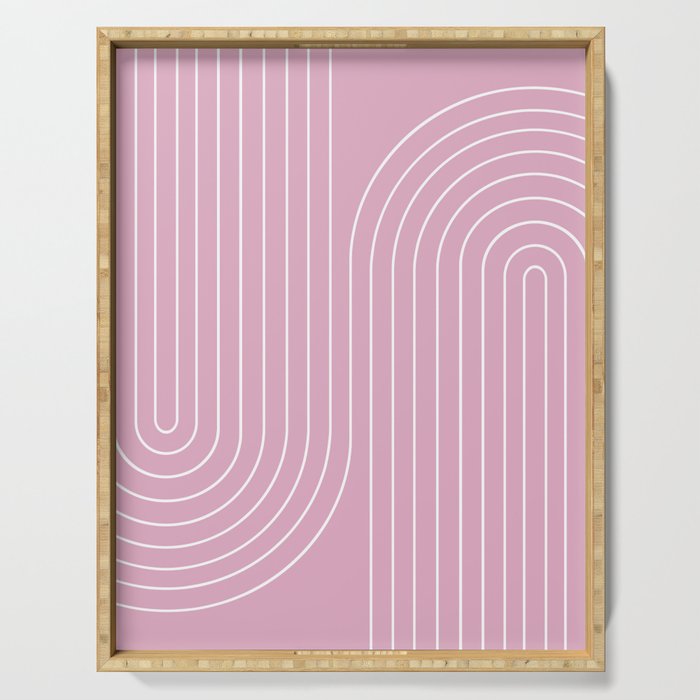 Minimal Line Curvature LXXVI Blush Pink Mid Century Modern Arch Abstract Serving Tray Gallery Image 1
