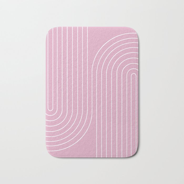 Minimal Line Curvature LXXVI Blush Pink Mid Century Modern Arch Abstract Bath Mat Gallery Image 1