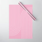 Minimal Line Curvature LXXVI Blush Pink Mid Century Modern Arch Abstract Wrapping Paper Gallery Image 1