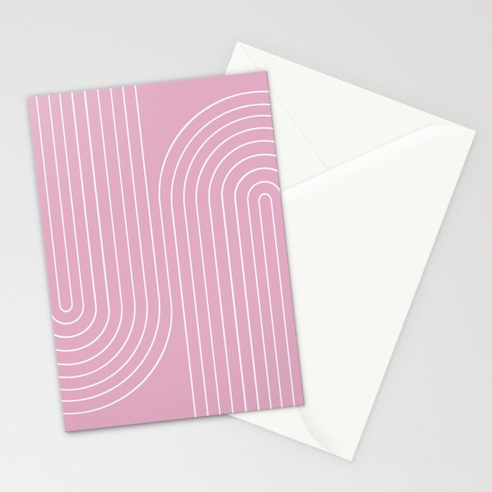 Minimal Line Curvature LXXVI Blush Pink Mid Century Modern Arch Abstract Stationery Card Gallery Image 2