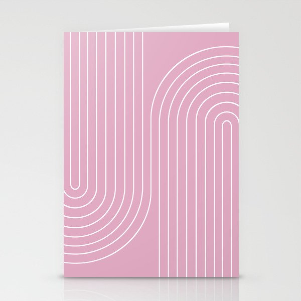 Minimal Line Curvature LXXVI Blush Pink Mid Century Modern Arch Abstract Stationery Card Gallery Image 2