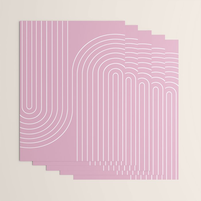 Minimal Line Curvature LXXVI Blush Pink Mid Century Modern Arch Abstract Wrapping Paper Gallery Image 3