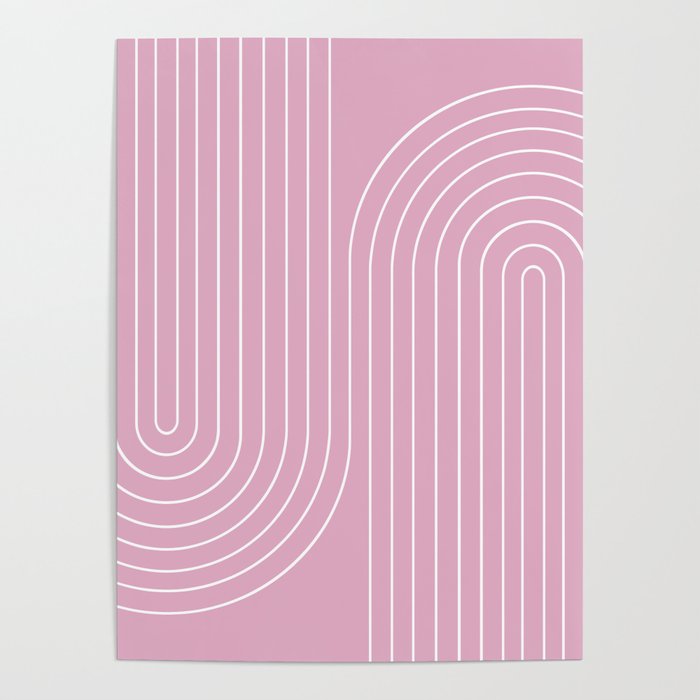 Minimal Line Curvature LXXVI Blush Pink Mid Century Modern Arch Abstract Poster Gallery Image 1
