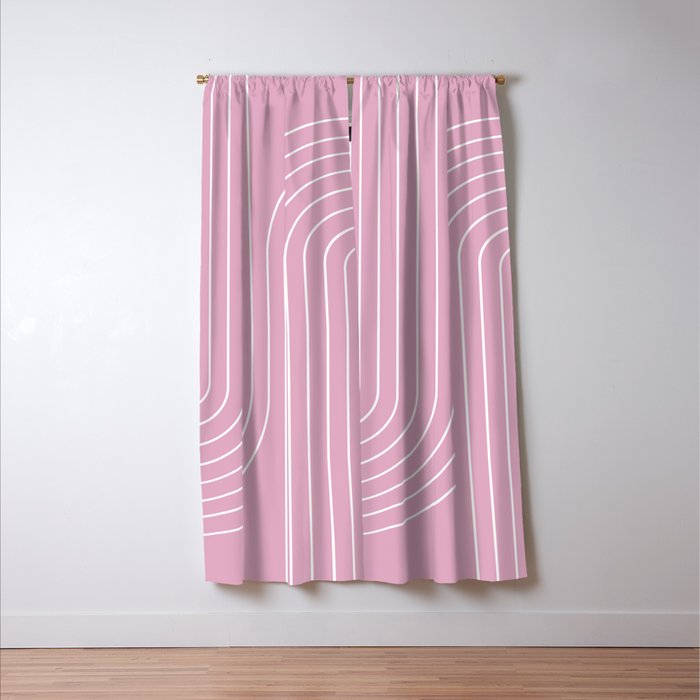 Minimal Line Curvature LXXVI Blush Pink Mid Century Modern Arch Abstract Window Curtain Gallery Image 3