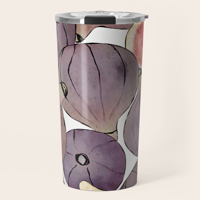 figs still life botanical watercolor Travel Mug Gallery Image 1