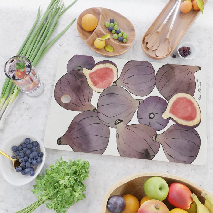 figs still life botanical watercolor Cutting Board Gallery Image 2