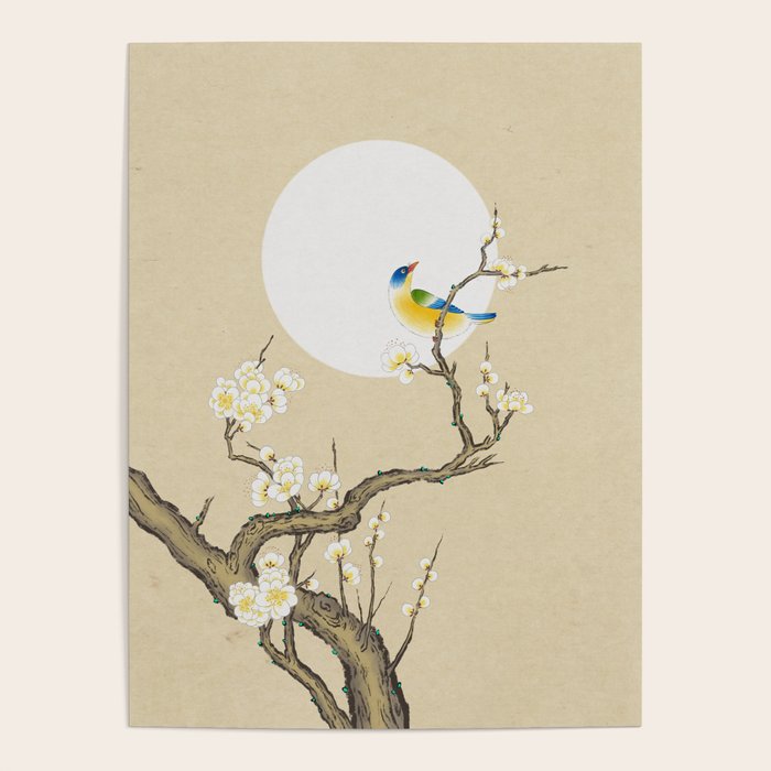 Plum blossoms, bird and the moon Type A (Minhwa: Korean traditional/folk art) Poster Gallery Image 1