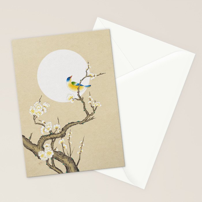 Plum blossoms, bird and the moon Type A (Minhwa: Korean traditional/folk art) Stationery Card Gallery Image 2