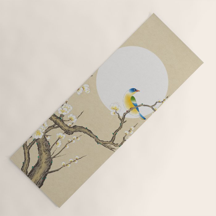 Plum blossoms, bird and the moon Type A (Minhwa: Korean traditional/folk art) Yoga Mat Gallery Image 1