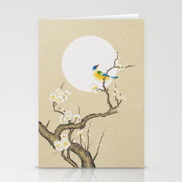 Plum blossoms, bird and the moon Type A (Minhwa: Korean traditional/folk art) Stationery Card Gallery Image 2