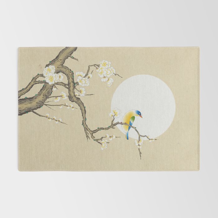 Plum blossoms, bird and the moon Type A (Minhwa: Korean traditional/folk art) Rug Gallery Image 2