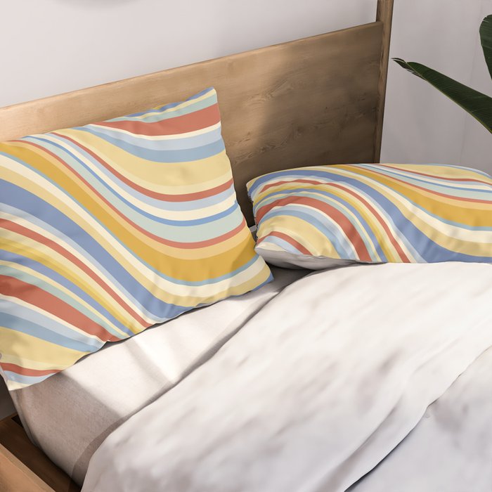 Wavy Stripes VIII - 70s Summer Pillow Sham Gallery Image 2