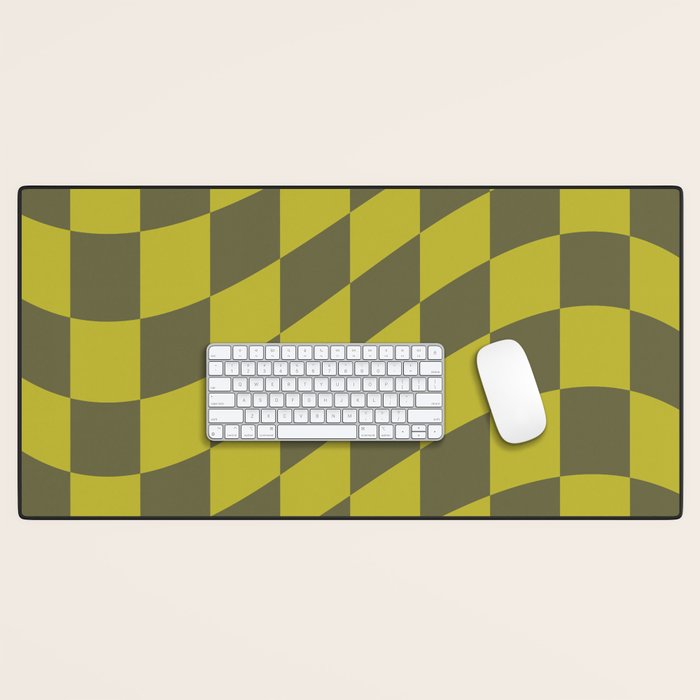 Wavy Chartreuse x Shaded Lichen Desk Mat Gallery Image 1