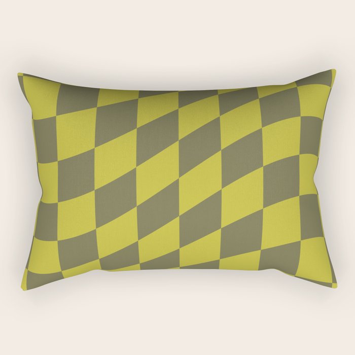 Wavy Chartreuse x Shaded Lichen Rectangular Pillow Gallery Image 2