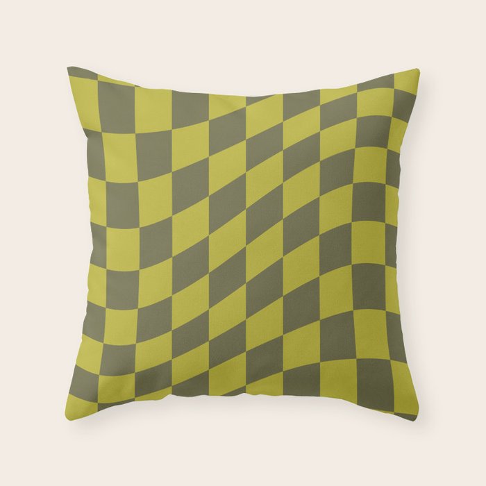 Wavy Chartreuse x Shaded Lichen Throw Pillow Gallery Image 6