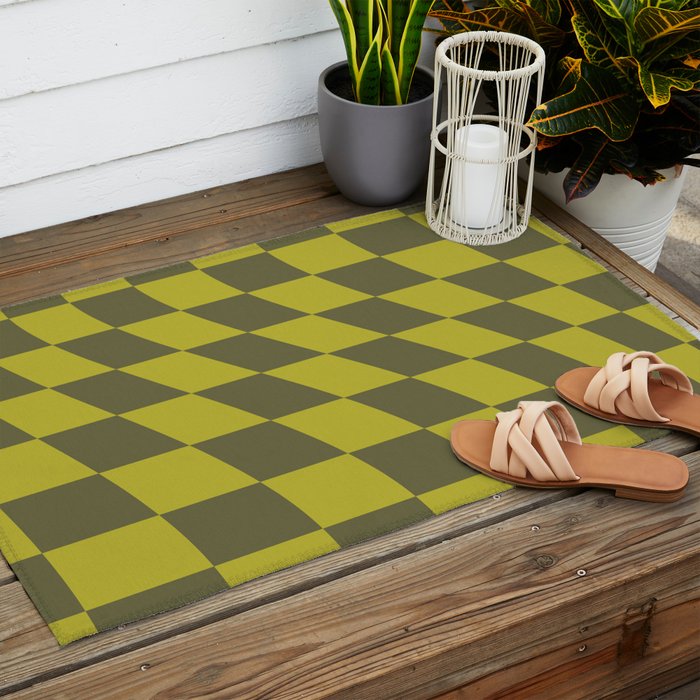 Wavy Chartreuse x Shaded Lichen Outdoor Rug Gallery Image 2