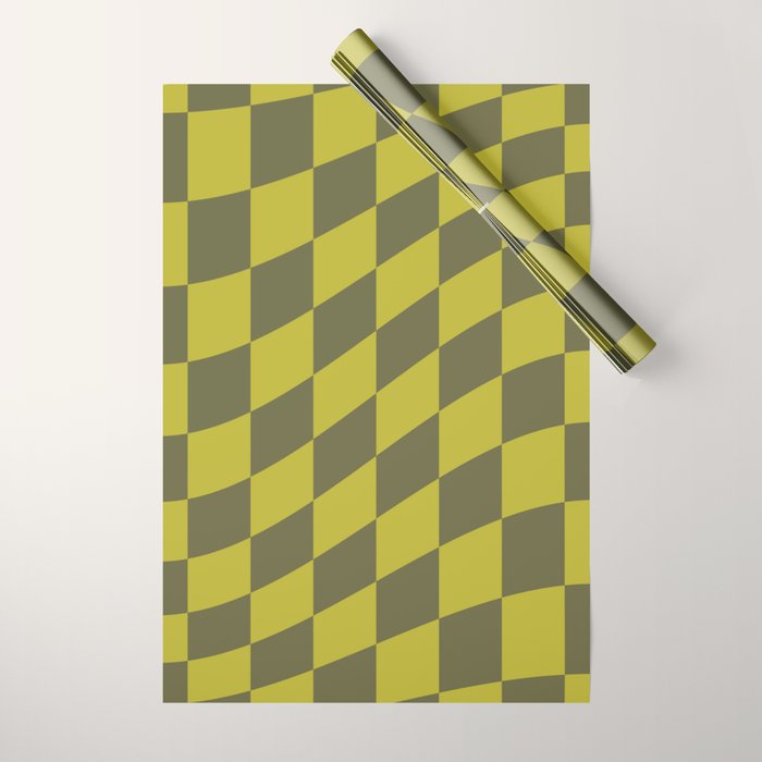 Wavy Chartreuse x Shaded Lichen Wrapping Paper Gallery Image 1
