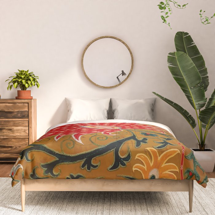 Detail of Shakhrisyabz Suzani Floral Textile Comforter Gallery Image 3