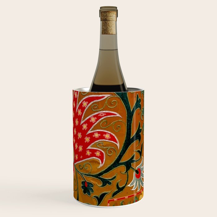 Detail of Shakhrisyabz Suzani Floral Textile Wine Chiller Gallery Image 3