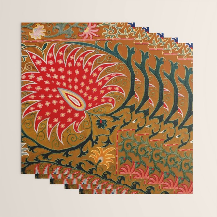 Detail of Shakhrisyabz Suzani Floral Textile Wrapping Paper Gallery Image 3