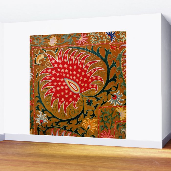 Detail of Shakhrisyabz Suzani Floral Textile Wall Mural Gallery Image 2