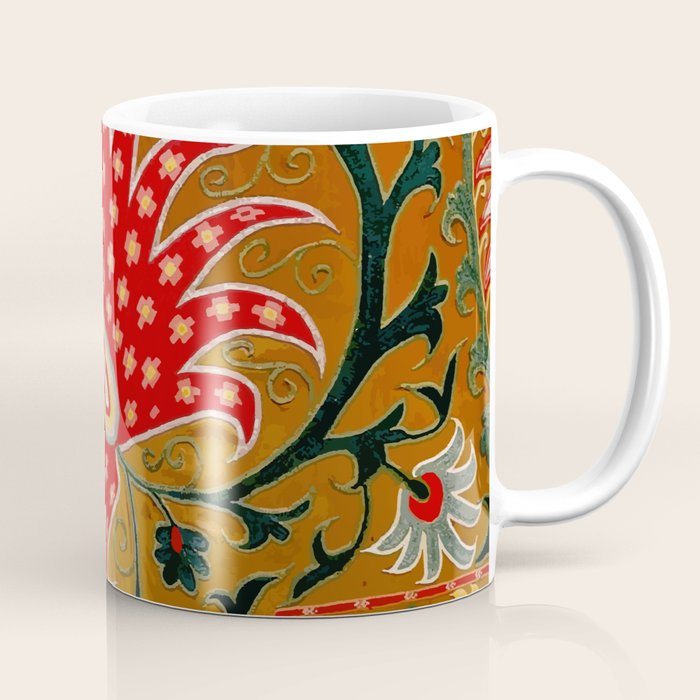 Detail of Shakhrisyabz Suzani Floral Textile Coffee Mug Gallery Image 1