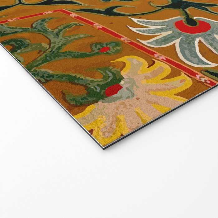Detail of Shakhrisyabz Suzani Floral Textile Welcome Mat Gallery Image 2