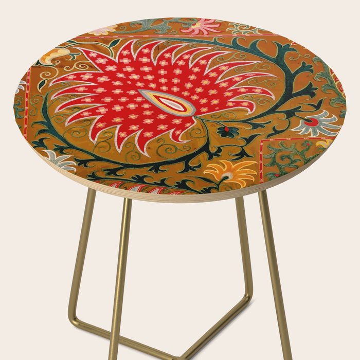 Detail of Shakhrisyabz Suzani Floral Textile Side Table Gallery Image 2