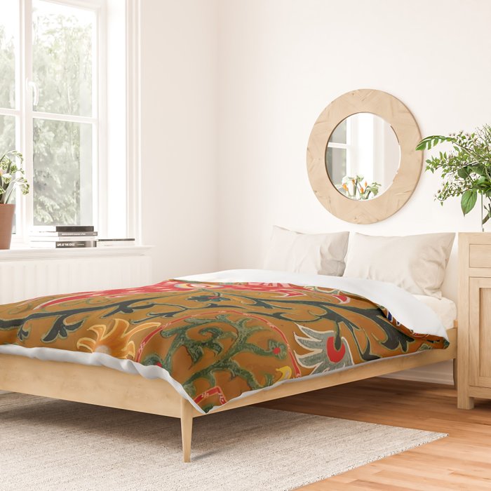 Detail of Shakhrisyabz Suzani Floral Textile Duvet Cover Gallery Image 2