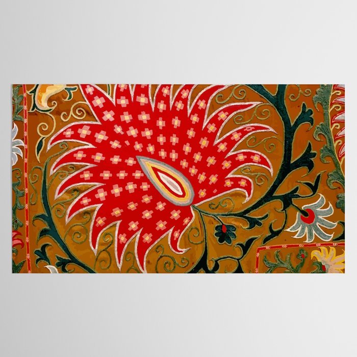 Detail of Shakhrisyabz Suzani Floral Textile Tablecloth Gallery Image 2