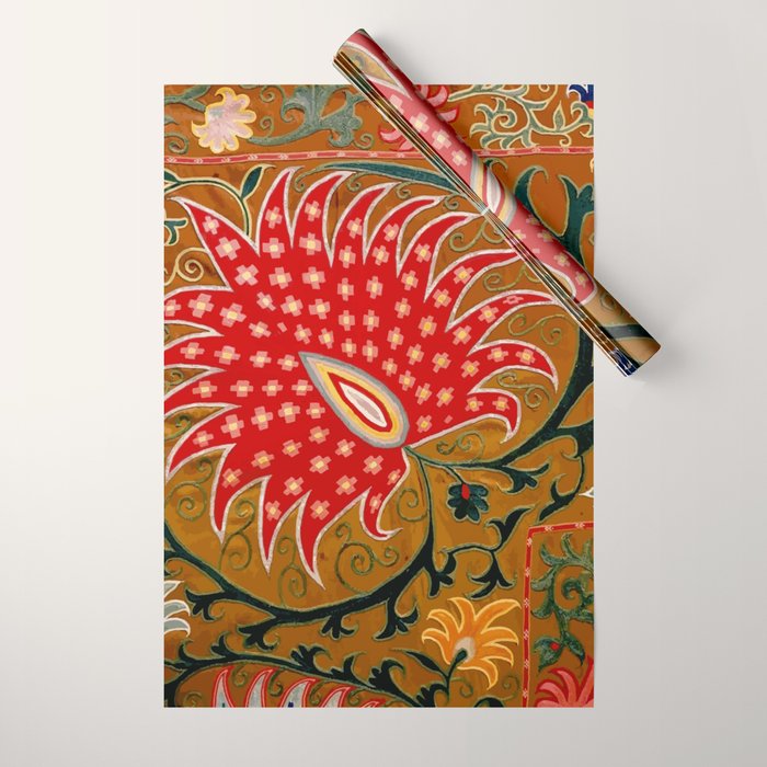 Detail of Shakhrisyabz Suzani Floral Textile Wrapping Paper Gallery Image 1