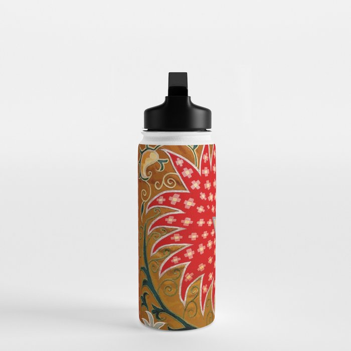 Detail of Shakhrisyabz Suzani Floral Textile Water Bottle Gallery Image 3