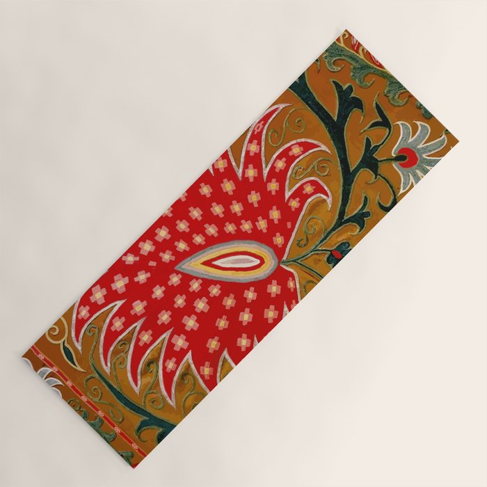 Detail of Shakhrisyabz Suzani Floral Textile Yoga Mat Gallery Image 1