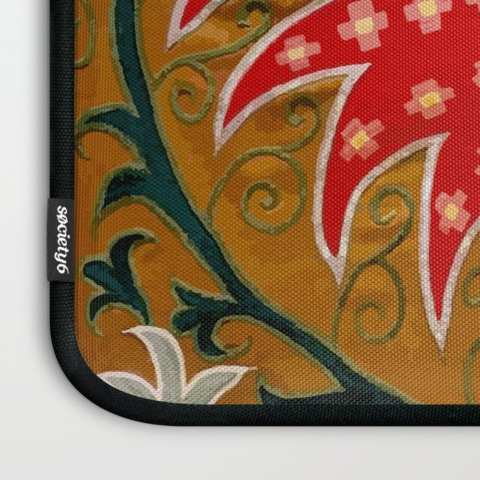 Detail of Shakhrisyabz Suzani Floral Textile Laptop Sleeve Gallery Image 3