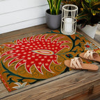 Detail of Shakhrisyabz Suzani Floral Textile Outdoor Rug Gallery Image 2