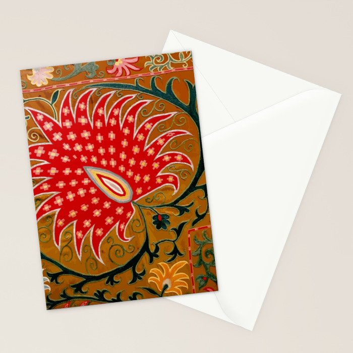 Detail of Shakhrisyabz Suzani Floral Textile Stationery Card Gallery Image 2