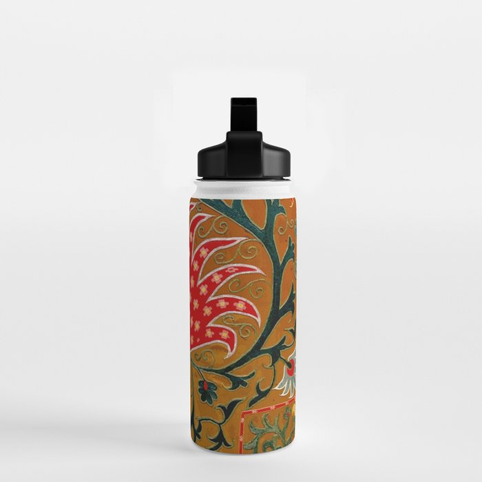 Detail of Shakhrisyabz Suzani Floral Textile Water Bottle Gallery Image 2