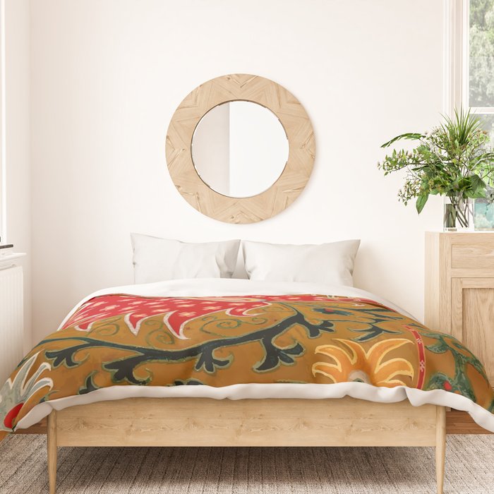 Detail of Shakhrisyabz Suzani Floral Textile Duvet Cover Gallery Image 3