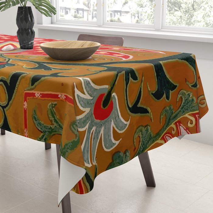 Detail of Shakhrisyabz Suzani Floral Textile Tablecloth Gallery Image 3